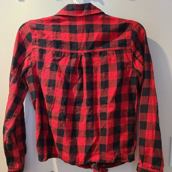 Madewell Crop Tie Front Buffalo Plaid Button Down Top - Picture 2 of 3